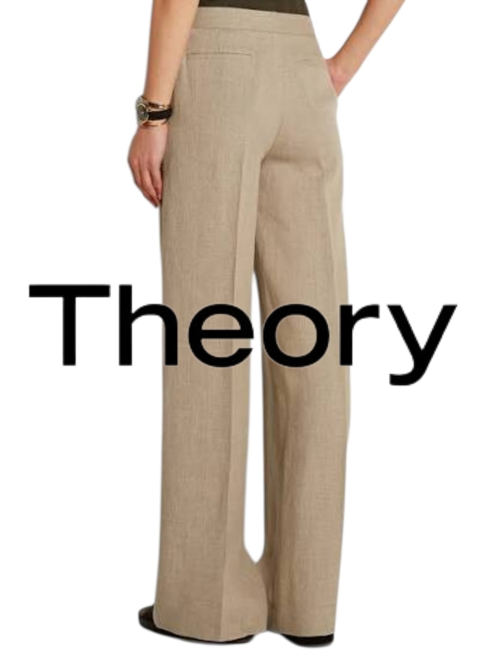 Theory Grinetta Wide Leg 100% Linen Pants in Flax (Beige) - Picture 5 of 9
